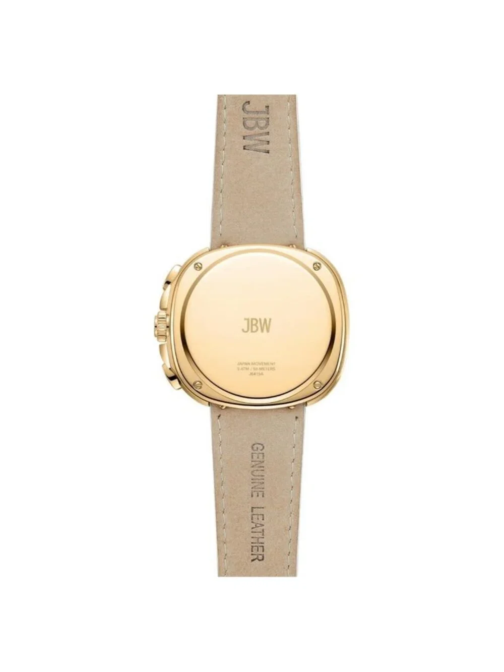 NWT JBW Coast Leather Chronograph GMT Quartz Diamond Gold Dial Men's Watch